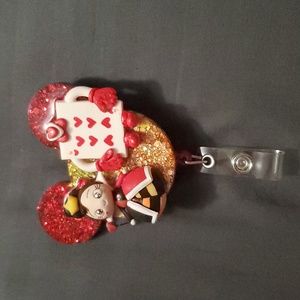 Handmade queen of hearts badge reel